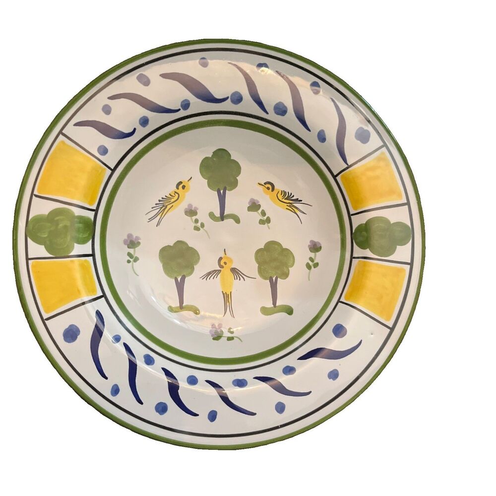 Deruta Italy S. Steinberg Shallow Bowl 9.5" Decorative Wall Plate Hand Painted